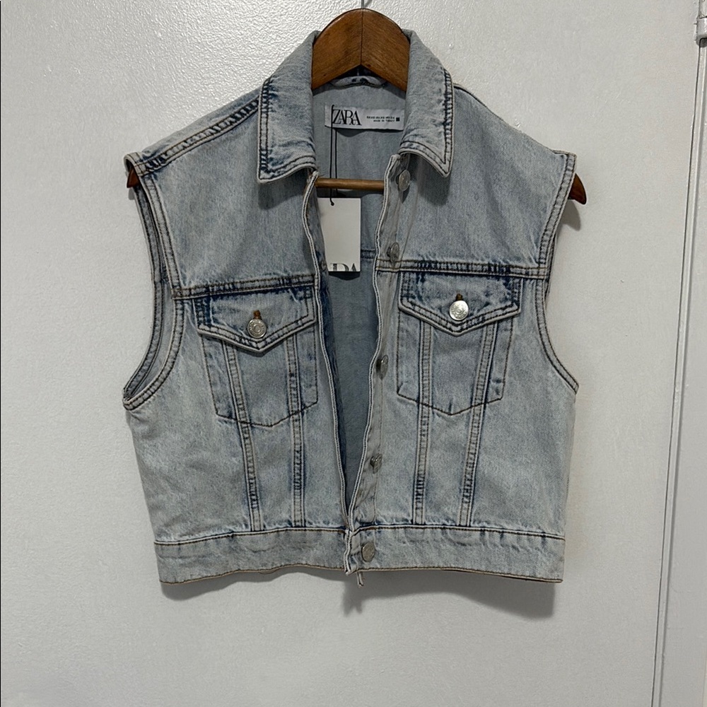 Zara Light Blue Denim Vest